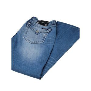 Miss Me Signature Boot Denim Blue Jeans Size 29 Embellished‎ Rivets Pockets